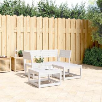 vidaXL 3-tlg. Garten-Sofagarnitur Weiß Massivholz Kiefer 3216986