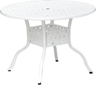 Inko Gartentisch Alu-Guss weiß Tisch Terrassentisch Ø 106 cm