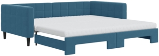 vidaXL Tagesbett Ausziehbar mit Matratzen Blau 100x200 cm Samt 3196721