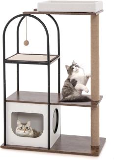 Costway Katzenbaum, MDF / Plüschstoff beige, 80 x 40 x 118 cm