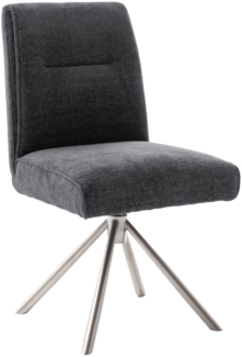 DELANE 4-Fuß Stuhl - 2er Set - Anthrazit / Strukturgewebe / Edelstahl gebürstet