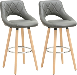 Woltu Polsterhocker (2 St), Barstuhl Tresenhocker mit Lehne und Fußstütze grau