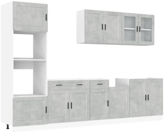 vidaXL 7-tlg. Küchenschrank-Set Kalmar Betongrau Holzwerkstoff 3314755