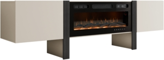 TV-Lowboard 200 2D Tamisa 05 mit Kamin (Farbe: Cashmere / Cashmere + Schwarz)