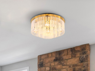 Große LED Deckenleuchte mit transparenten Echtglas Stäben, Ø 50cm