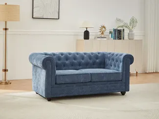 Vente-unique - CHESTERFIELD Sofa Stoff Blau - B 88 cm x H 72 cm x L 168 cm