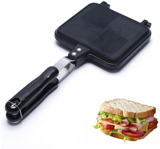 DOPWii Grillpfanne Toasted Sandwich Maker 5,5" – Antihaft Panini Grillpfanne, (1-tlg), beidseitig nutzbar, für alle Herdarten, Indoor & Outdoor, Schwarz