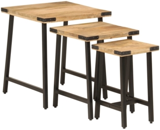 Couchtische, Sofatische 3 Stk. Massivholz Mango und Eisen