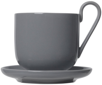 Blomus RO Set 2 Kaffeetassen mit Untertasse, Teetasse, Becher, Porzellan, Sharkskin, 290 ml, 64010