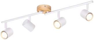 ZMH LED Deckenleuchte 4 flammig - Weiß Deckenlampe GU10 Schwenkbarer Strahler Holz Wandleuchte Wandstrahler für Wohnzimmer Schlafzimmer Ohne Leuchtmittel