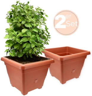 GarPet Pflanzkübel 2x Pflanzkübel Rechteckig Blumen Kübel Pflanz Topf 35 cm Terrakotta