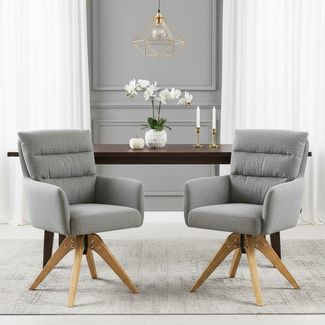 DUBI Möbel Polsterstuhl Mika-Juna (2 St), Federkern, Eiche geölt, 360° drehbar im 2er-Set