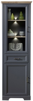 Vitrine Jena / Jasmin , Holzwerkstoff , Grau, Schwarz , 66 x 204 x 42 cm
