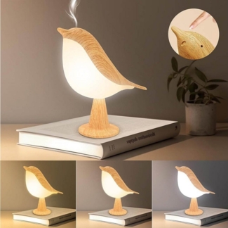 Sunicol LED Nachtlicht Touch Dimmbar, 3 Modi LED Tischlampe Vogel Leselicht mit Aromatherapie, Aufladen, Kinder Baby Schreibtischlampe für Schlafzimmer, Warmweißes