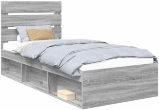 vidaXL Bettrahmen Graues Sonoma 90 x 190 cm Massives Kiefernholz 3411797