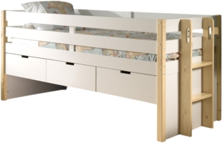 Kojenbett Karissa 219x98x100 Massivholz+MDF Weiß/natur