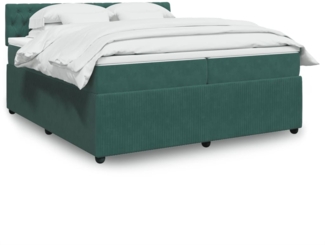 vidaXL Boxspringbett mit Matratze Dunkelgrün 200x200 cm Samt 3290139