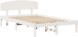 vidaXL Bettgestell mit Kopfteil Weiß 135x190 cm Massivholz Kiefer 872072