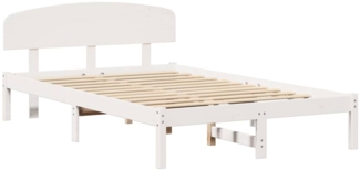 vidaXL Bettgestell mit Kopfteil Weiß 135 x 190 cm Massivholz Kiefer 872072