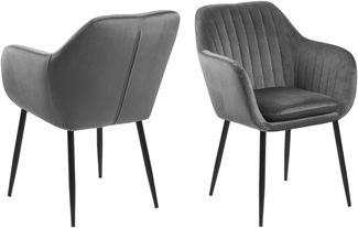 Armlehnstuhl >Emilia< in Grau, Polyester, Stahl - 57x83x61cm (BxHxT)