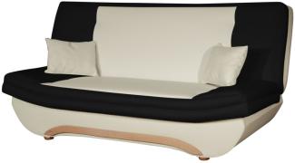 Klick-klack-Sofa Schlafsofa GIANA in Kunstleder Creme-Schwarz