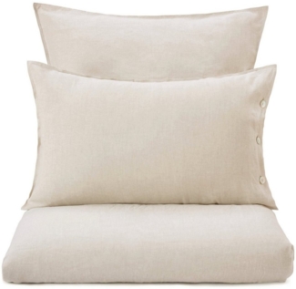 Urbanara Bettbezug Bellvis Bettdeckenbezug aus 100% Leinen - 200x200 cm, Natur, (1 St), Schlicht & sanft strukturiert, mit Perlmuttknöpfen, aus reinem Leinen