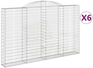 vidaXL Gabionen mit Hochbogen 6 Stk. 300x30x180/200cm Verzinktes Eisen 3146597