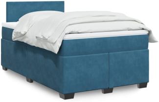 vidaXL Boxspringbett mit Matratze Blau 120x200 cm Samt 3288580