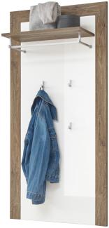 Garderobe Paneel Wandgarderobe Hängepaneel für Kleider ca. 70 x 143 x 30 cm Eiche dunkel / Weiß