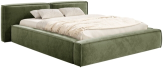 Selsey 'Tilves Low'Polsterbett 200x200 mit Bettkasten und Lattenrost, Velours, olivgrün