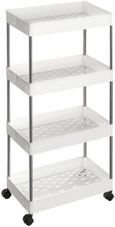 Songmics Rollwagen, Küchenwagen mit 4 Ebenen, Küchenregal, Nischenregal auf Rollen, Badregal, platzsparend, 40 x 22 x 86 cm, weiß KSC10WT