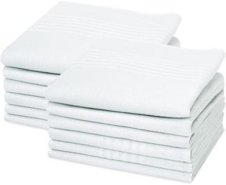 URAQT Herren Stofftaschentücher Set 12 Stück Baumwolle Weiß 40x40cm