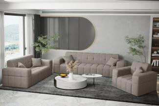 Sofaset Designersofa NANCY 3-2-1 in Stoff Neve Macchiato