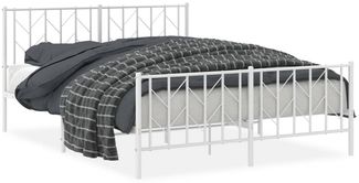 vidaXL Bettgestell mit Kopf- und Fußteil Metall Weiß 150x200 cm 374506