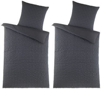 Visaggio Bettwäsche Seersucker Bettbezug Set Quadrat Gestreift, Seersucker, 4 teilig, Pflegeleicht, kühlend, Sommer Bettwäsche