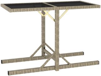 vidaXL Gartentisch Beige 110×53×72 cm Glas und Poly Rattan 46454