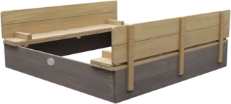 AXI Sandkasten Ella aus Holz mit Deckel XL Sand Kasten mit Sitzbank & Abdeckung für Kinder in Grau & Braun | Grau, braun | Holz | 120 cm