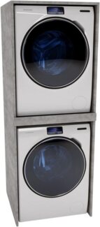 CraftPAK Waschmaschinenumbauschrank Waschmaschinenschrank für Waschmaschine & Wäschetrockner (B 66cm x H 180cm x T 65 cm/ T 51,2 cm) Umbauschrank für Bad, in zwei verschiedenen Tiefengrößen