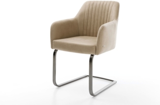 Freischwinger Greg-Flex Mikrofaser Beige Vintage Freischwinger flach Graphit Taschenfederkern