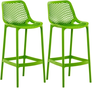 CLP 2er Set Barhocker Air Kunststoff mit Lehne wetterfest UV-beständig bis 160 kg,grün