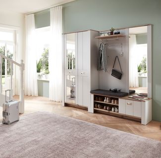 Garderoben-Set >Dijon< in Ashgrey Dekor, MDF, Spannplatte - 228x201x38cm (BxHxT)