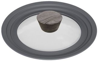 Topfdeckel aus Glas Universaldeckel ergonomischer Griff in Holzoptik für alle Herdarten 28-30-32 cm