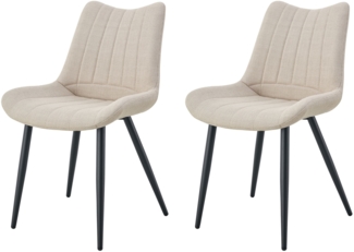 Helsinki Stuhl 2er Set - Stuhl (B/H/T): 53 x 86 x 59 cm in Creme