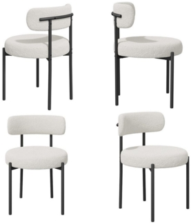 HawthyHome Esszimmerstuhl Teddy Stoff Runde Boucle Stühle Polsterstuhl mit Metallgestell (4 St), 4er Set