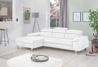 COTTA Ecksofa Komaris L-Form, mit Kopfteilverstellung, wahlweise Bettfunktion,Stauraum & Beleuchtung