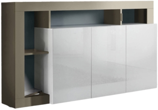 Dmora Kommode Americano, Wohnzimmerbuffet, Wohnzimmer-Sideboard, Moderne Küchen-Speisekammer, Made in Italy, 146x42 h93 cm, Weiß