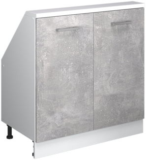 Küchenschrank für Dachschrägen R-Line Beton 80 cm mit 2 Türen Vicco