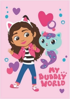 Wohndecke Gabby’s Dollhouse Polardecke 100x150cm Bubbly World, Gabby's Dollhouse, Geschenkidee für Mädchen und Jungen