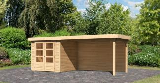 Karibu 19mm Gartenhaus Askola 2 mit Anbau 2,80m unbehandelt mit Rückwand