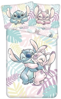 Lilo & Stitch Baumwoll-Bettwäsche 140x200 cm Deckenbezug + 70x90 cm Kissenbezug mit Reißverschluss